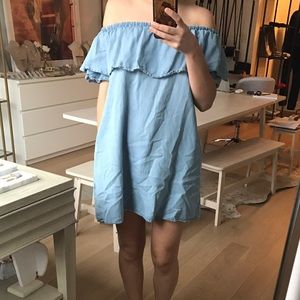 Denim off the shoulder spring / summer dress